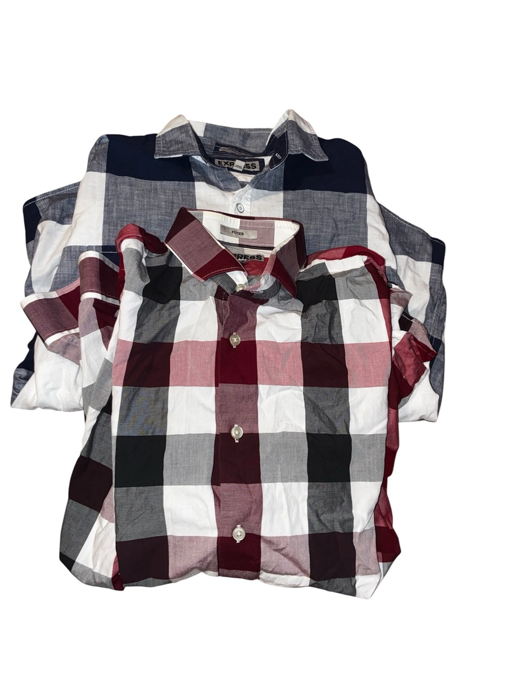 Express Men’s Plaid Button-Up Shirts Size L